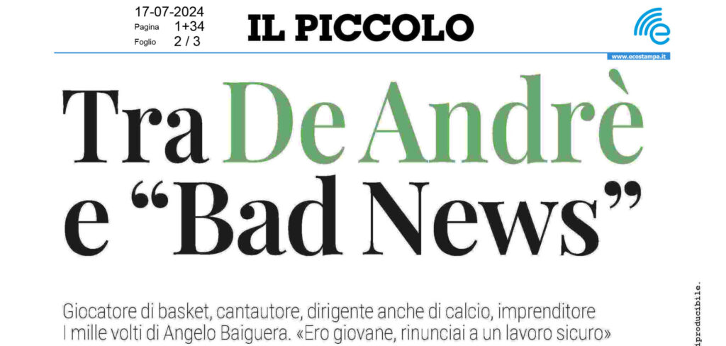 I mille volti di Angelo Baiguera - intervista sul Piccolo di Trieste
